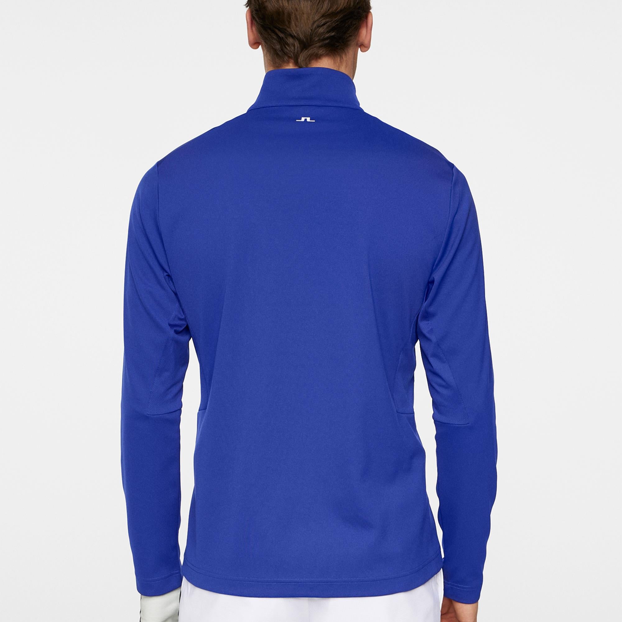 J Lindeberg Leon Quarter Zip Mens Golf Mid Layer Clematis Blue